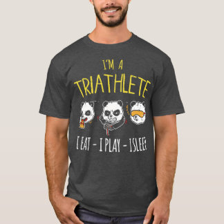 Camiseta Divertido Triatleta de Juegos Panda que como juego