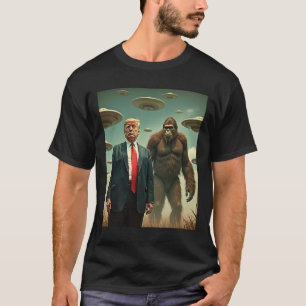 Camiseta Divertido Trump Bigfoot Ovni Encuentro Alienígena