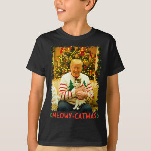 Camiseta Divertido Trump Navidad Amantes de Gatos Meowy Cat