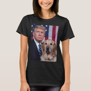 Camiseta Divertido Trump y perro Retriever Dorado Bandera d