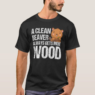Camiseta Divertido, Un castor limpio siempre consigue más m