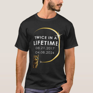 Camiseta Divertido Un Gato Eclipse Solar Total Dos Veces