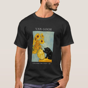 Camiseta Divertido Van Gogh Caprichoso Gato con Florero de 