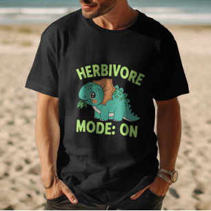 Camiseta Divertido Vegano Dinosaurio Herbívoro Modo Activad