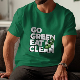 Camiseta Divertido Vegano Peapod Ve a Verde Come Limpio Sal