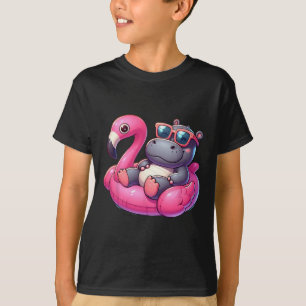 Camiseta Divertido verano hipopótamo rosa fiesta de piscina