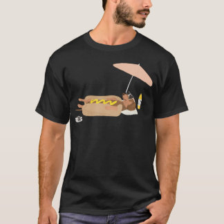 Camiseta Divertido verano perro caliente Dachshund Playa