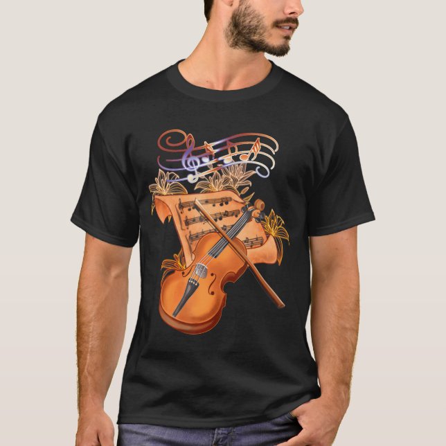 Camiseta Divertido violín y nota musical (Anverso)