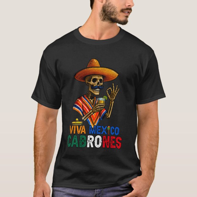 Camiseta Divertido Viva México Cabrones Día de la Independe (Anverso)