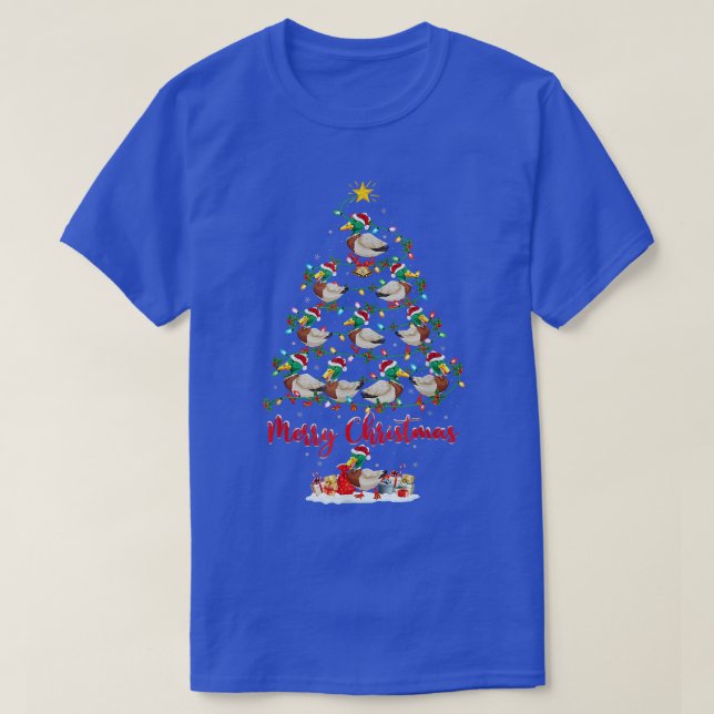 Camiseta Divertido Waterfowen Árbol de Navidad enciende div (Diseño del anverso)