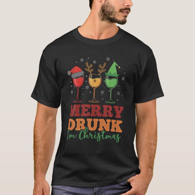 Camiseta Divertido Wine Lover Merry Drunk Soy Navidades (Anverso)