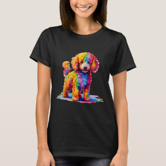 Camiseta Divertido y colorido caniche de Perro Arcoiris