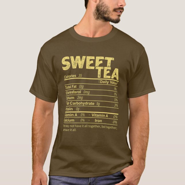 Camiseta Divertido y dulce Tea Nutrición Hechos Comida de A (Anverso)