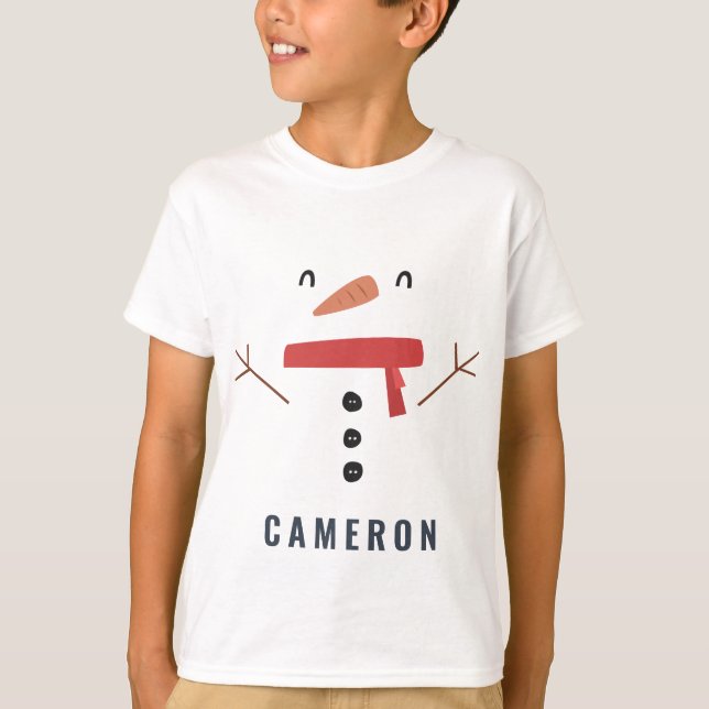 Camiseta divertido y festivo muñeco de nieve lindo y person (Anverso)