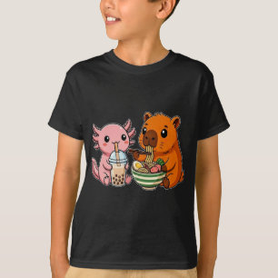Camiseta Divertido y lindo ajolote y carpincho comiendo ram