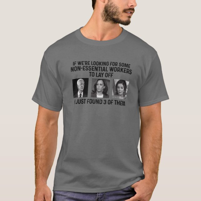 Camiseta Divertidos 3 trabajadores no esenciales para corta (Anverso)
