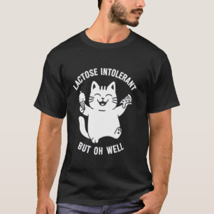 Camiseta Divertidos Amantes de Gatos Intolerantes a la Lact
