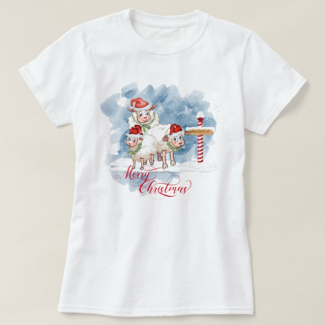 Camiseta Divertidos amantes de las ovejas Navidades del Pol (Diseño del anverso)