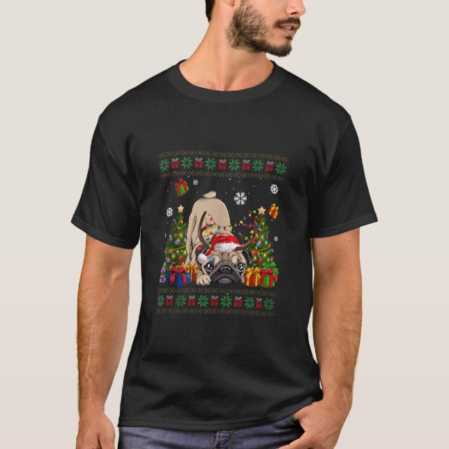 Camiseta Divertidos amantes del perro Frenchie Santa Hat fe (Anverso)