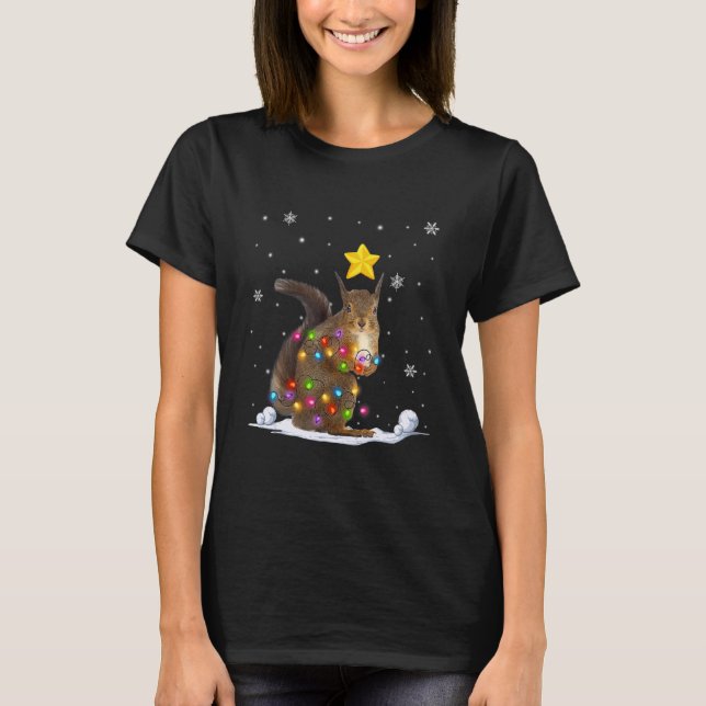 Camiseta Divertidos animales de ardilla navideña adoran el  (Anverso)