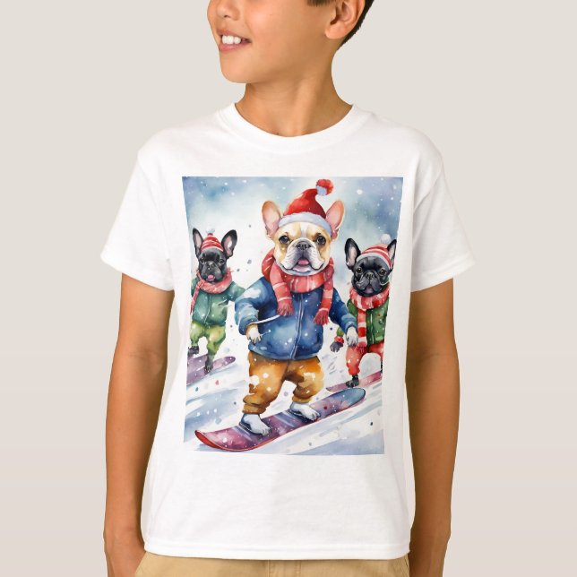 Camiseta Divertidos Bulldoges franceses Navidades de perros (Anverso)