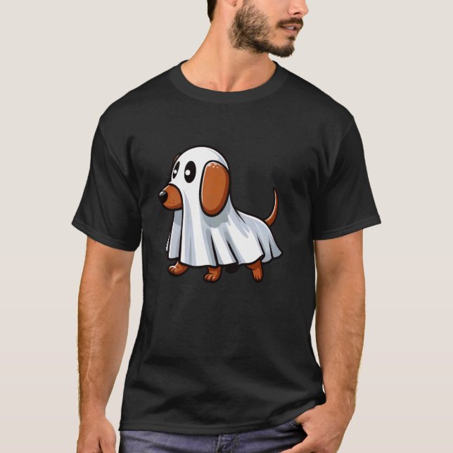 Camiseta Divertidos Chicas de disfraces de Dachshund Ghost  (Anverso)