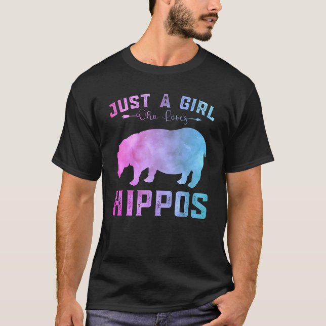 Camiseta Divertidos Chicas de Hippos Sólo Un Chica Que Ama  (Anverso)