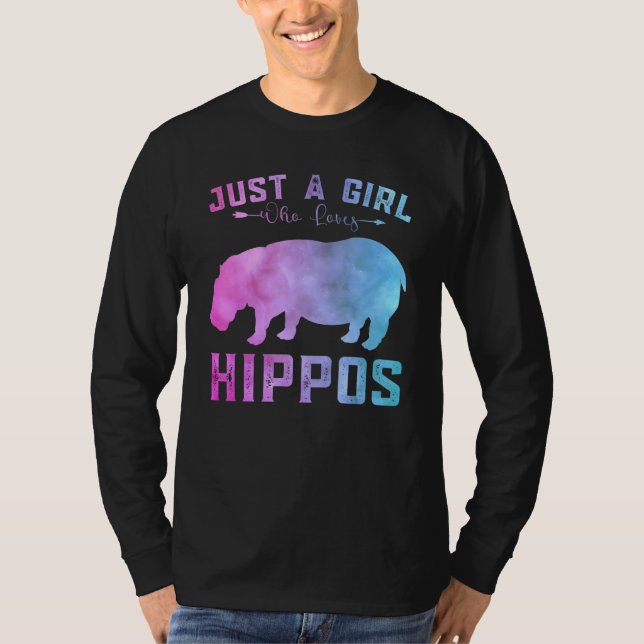 Camiseta Divertidos Chicas de Hippos Sólo Un Chica Que Ama  (Anverso)