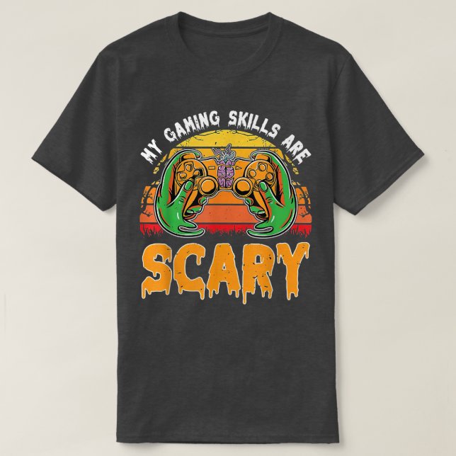 Camiseta Divertidos Chicas o niños de Halloween Gaming Skil (Diseño del anverso)