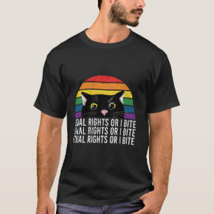 Camiseta Divertidos Derechos Iguales O Muerdo Gato Aliado O