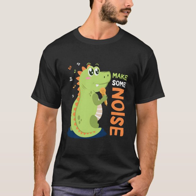 Camiseta Divertidos Dino Cantando Vacaciones Niños de Veran (Anverso)