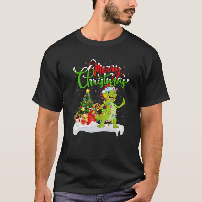 Camiseta Divertidos guerreros de Iguana con Xmas iluminando (Anverso)
