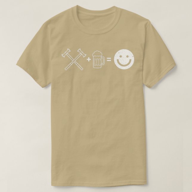 Camiseta Divertidos hachas de hacha y cerveza me hacen feli (Diseño del anverso)