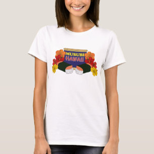 Camiseta Divertidos Musubi Hawaianos y Flores de Hibisco