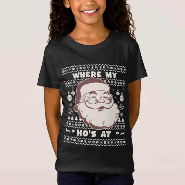 Camiseta Divertidos Navidades burdos de Santa Claus Ho Ug (Anverso)