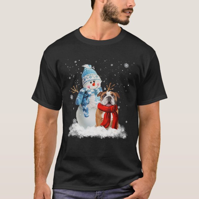 Camiseta Divertidos Navidades de Bulldog inglés y Navidades (Anverso)