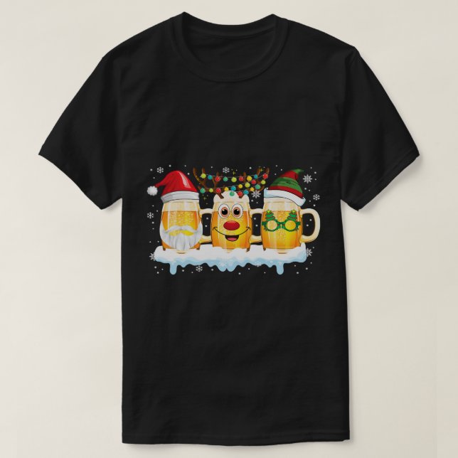 Camiseta Divertidos Navidades de cerveza mugs Elf Reindeer  (Diseño del anverso)
