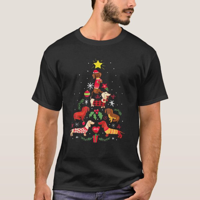 Camiseta Divertidos Navidades de Dachshund Perros de árbol  (Anverso)