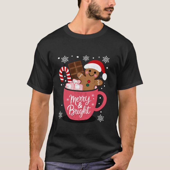 Camiseta Divertidos Navidades De Merry Y Bright Gingerbread (Anverso)