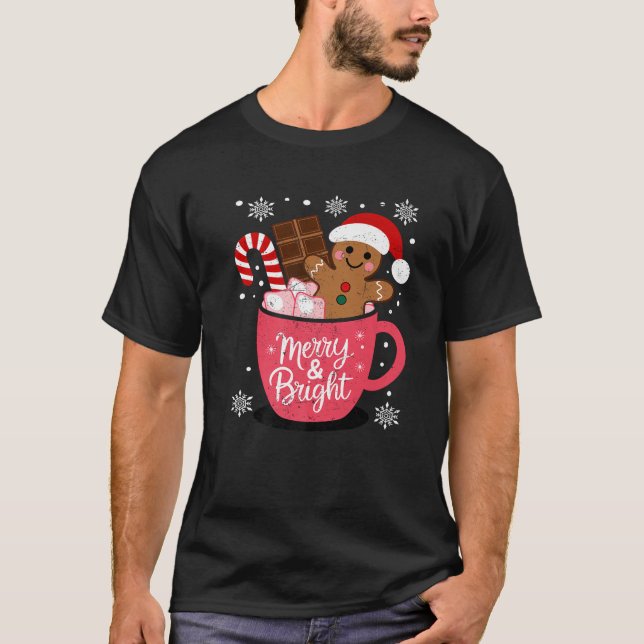 Camiseta Divertidos Navidades De Merry Y Bright Gingerbread (Anverso)