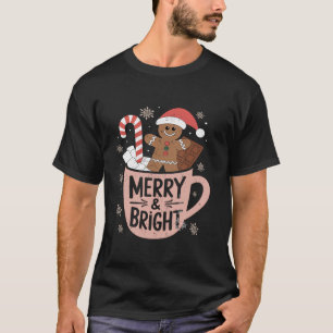 Camiseta Divertidos Navidades De Merry Y Bright Gingerbread