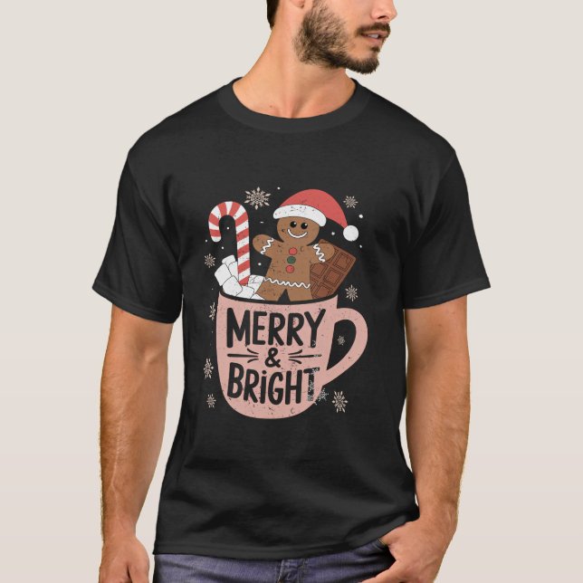 Camiseta Divertidos Navidades De Merry Y Bright Gingerbread (Anverso)