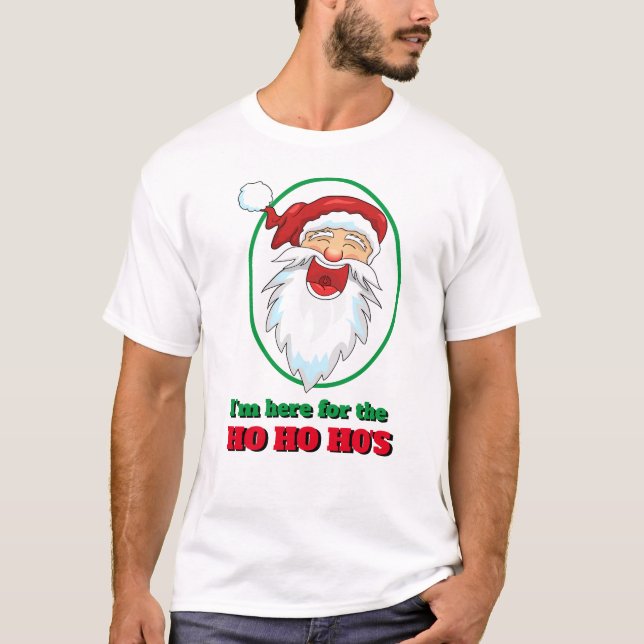Camiseta Divertidos Navidades de Novedad, ESTOY AQUÍ SANTA  (Anverso)