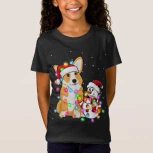 Camiseta Divertidos Navidades de Perro Corgi Tee Snowman Xm