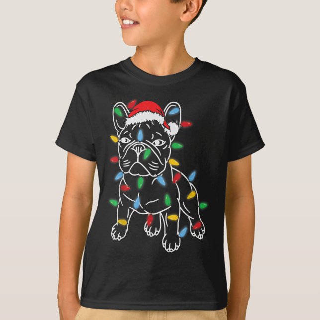 Camiseta Divertidos Navidades de perros Bulldoges franceses (Anverso)