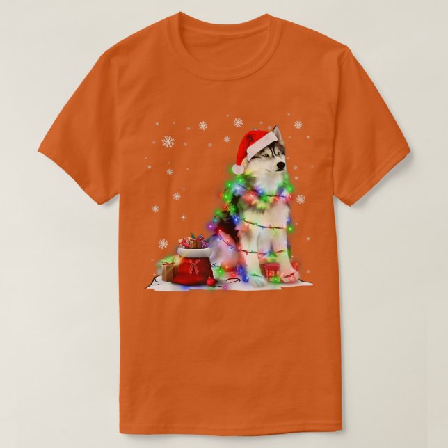 Camiseta Divertidos Navidades de Perros Husky iluminan Navi (Diseño del anverso)