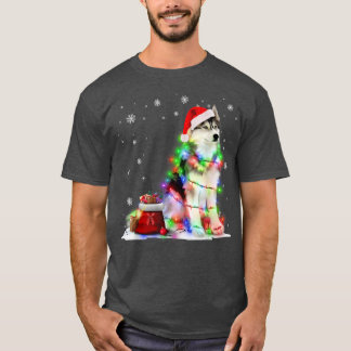 Camiseta Divertidos Navidades de Perros Husky iluminan Navi