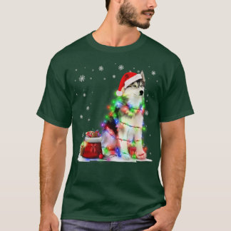 Camiseta Divertidos Navidades de Perros Husky iluminan Navi
