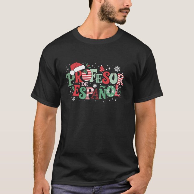 Camiseta Divertidos Navidades de profesores de español en S (Anverso)