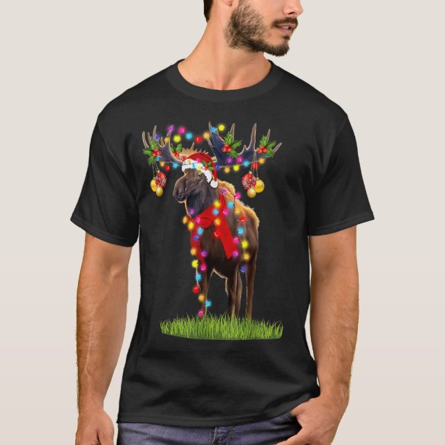 Camiseta Divertidos Navidades de renos de Moose Santa Hat i (Anverso)
